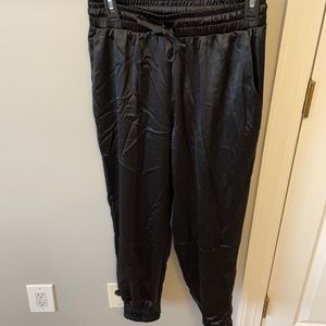 Black satin joggers. Perfect for the holiday season!!